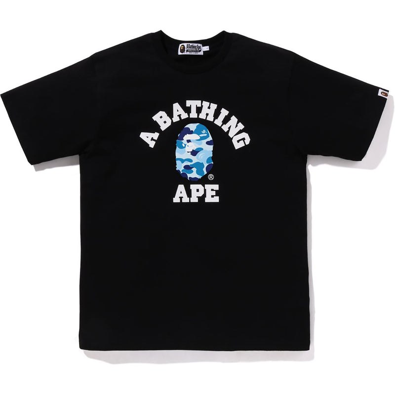 Men Bape Abc Camo College Organic Cotton Tee Cut And Sewn Black Blue USA | LK1960790