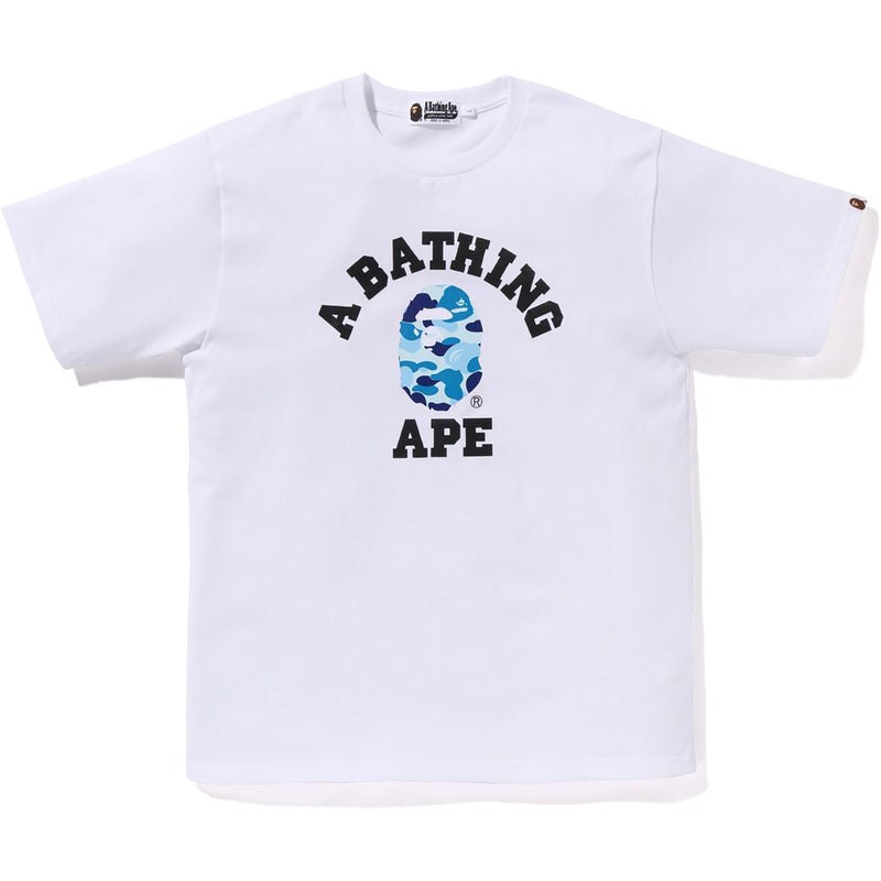 Men Bape Abc Camo College Organic Cotton Tee Cut And Sewn White Blue USA | WS2778878