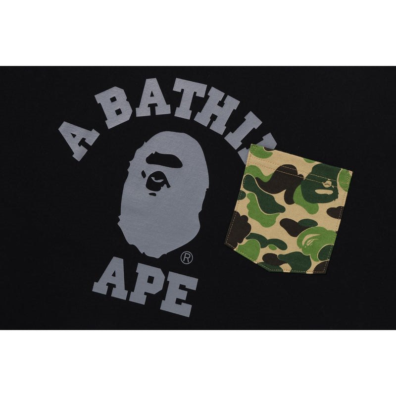 Men Bape Abc Camo College Pocket Relaxed Tee Cut And Sewn Black USA | CI8066606