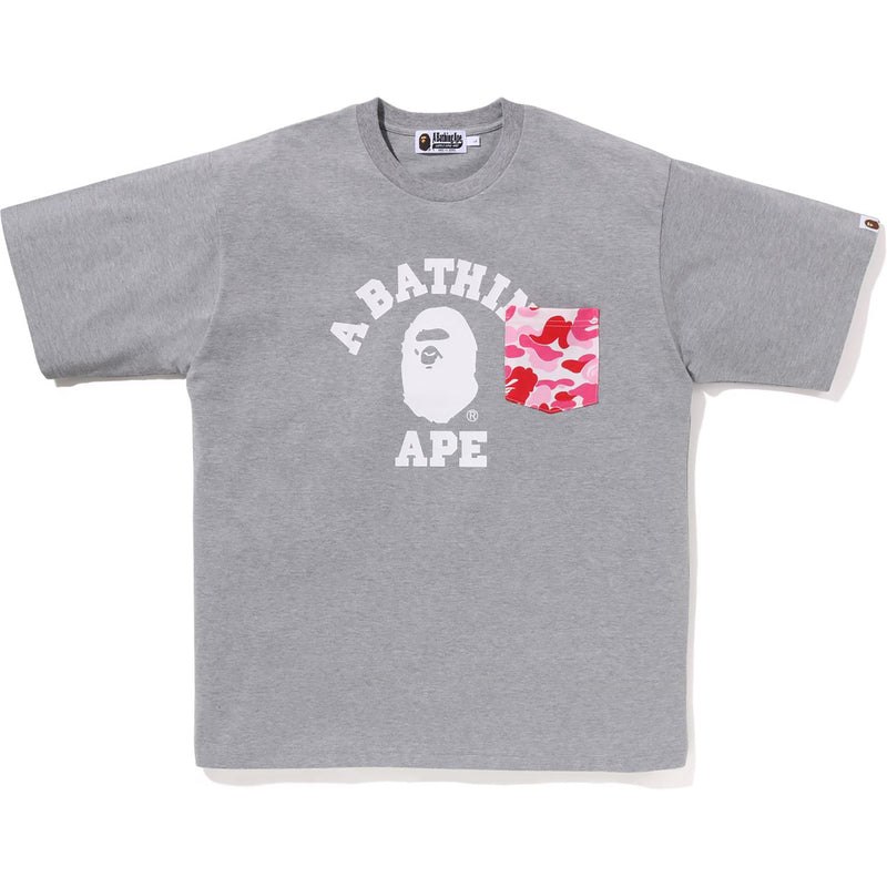 Men Bape Abc Camo College Pocket Relaxed Tee Cut And Sewn Grey USA | SB1795375