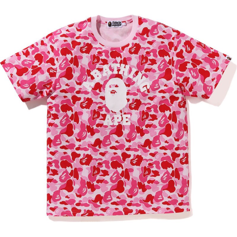 Men Bape Abc Camo College Tee Cut And Sewn Pink USA | KG9052802