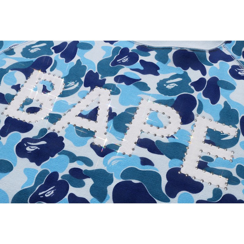 Men Bape Abc Camo Crystal Stone Crewneck Sweatshirts Blue USA | EI6411241