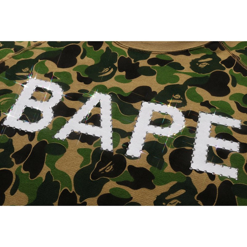 Men Bape Abc Camo Crystal Stone Crewneck Sweatshirts Green USA | SQ8215325