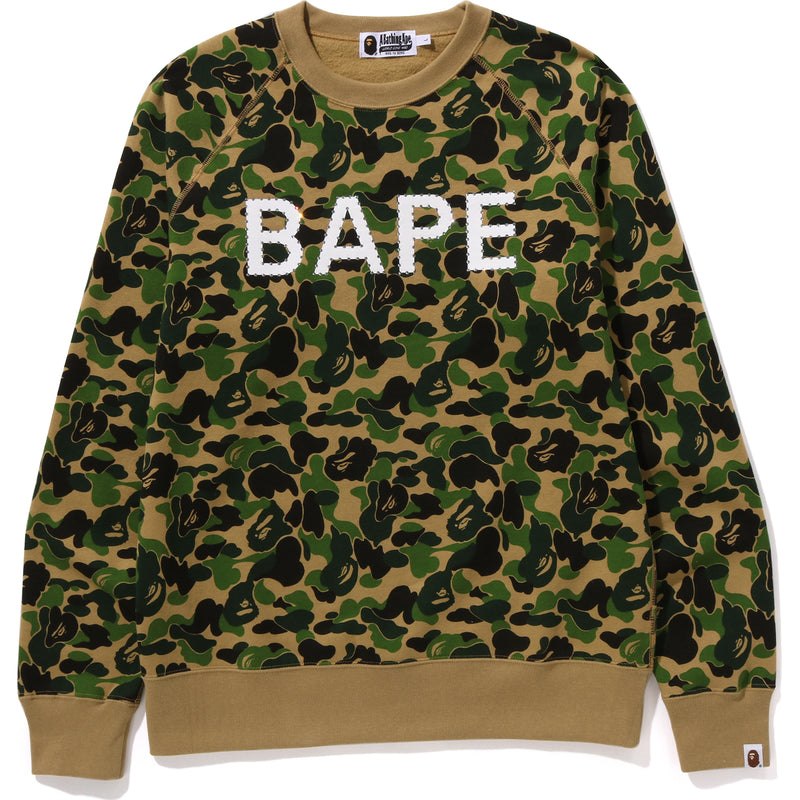 Men Bape Abc Camo Crystal Stone Crewneck Sweatshirts Green USA | SQ8215325