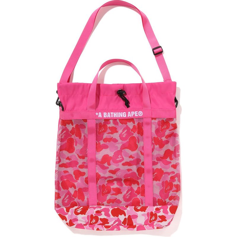 Men Bape Abc Camo Mesh Tote Bag Bags Pink USA | QF3783473