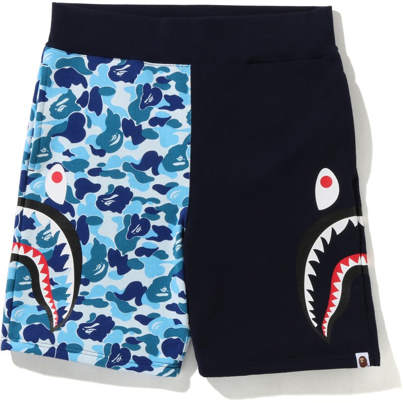 Men Bape Abc Camo Side Shark Sweat Shorts Shorts Blue USA | LB2576156