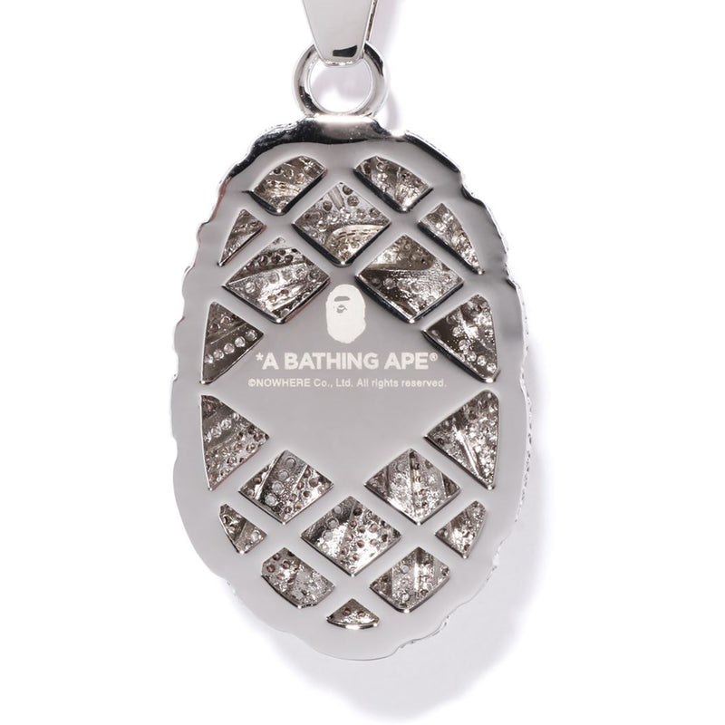 Men Bape Ape Head Crystal Stone Necklace Accessories Black USA | SA2165815