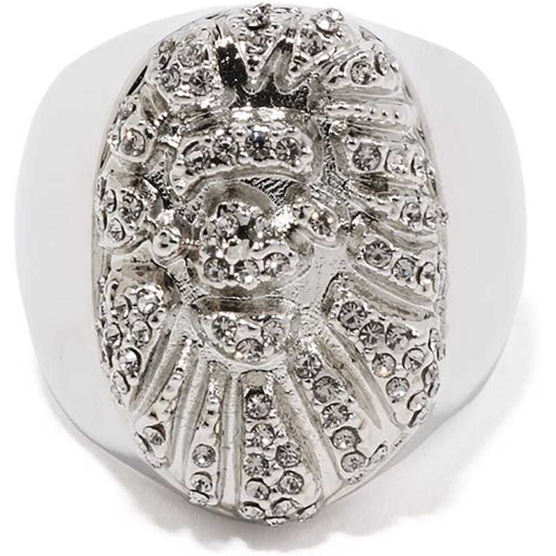 Men Bape Ape Head Crystal Stone Ring Accessories Silver USA | MT8720070