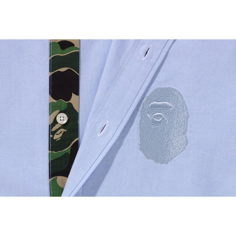 Men Bape Ape Head Embroidery Oxford Shirt Relaxed Fit Shirts Sax USA | LO2057507