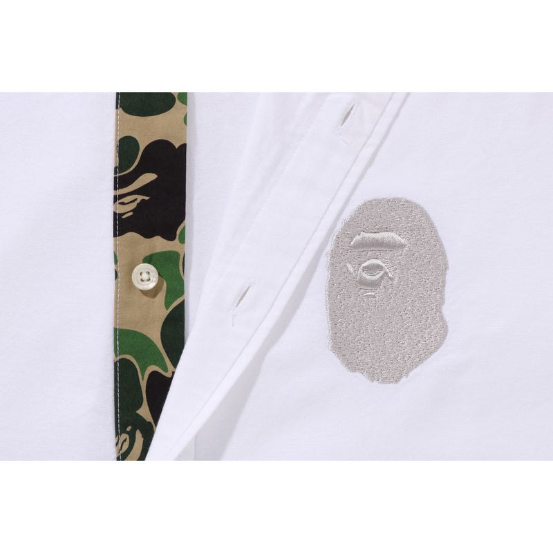 Men Bape Ape Head Embroidery Oxford Shirt Relaxed Fit Shirts White USA | BZ2572652