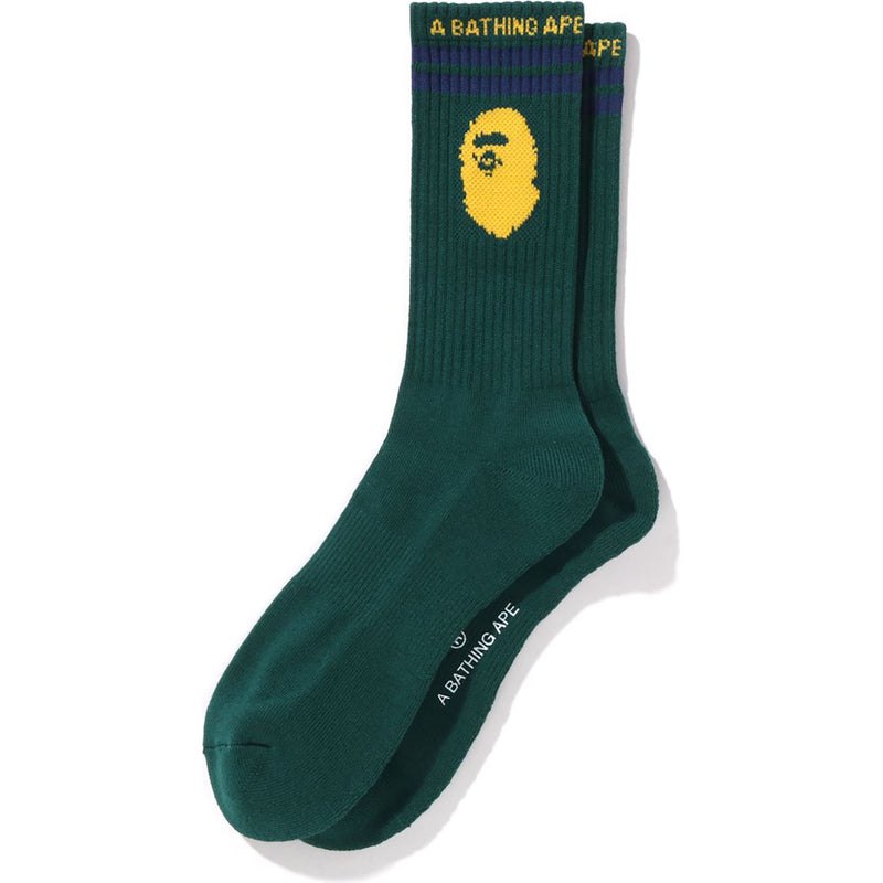 Men Bape Ape Head Line Socks Socks Green USA | NP5462542