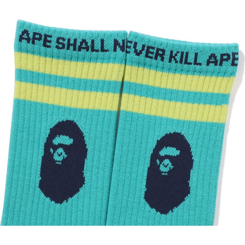 Men Bape Ape Head Line Socks Socks Green USA | QT5213823