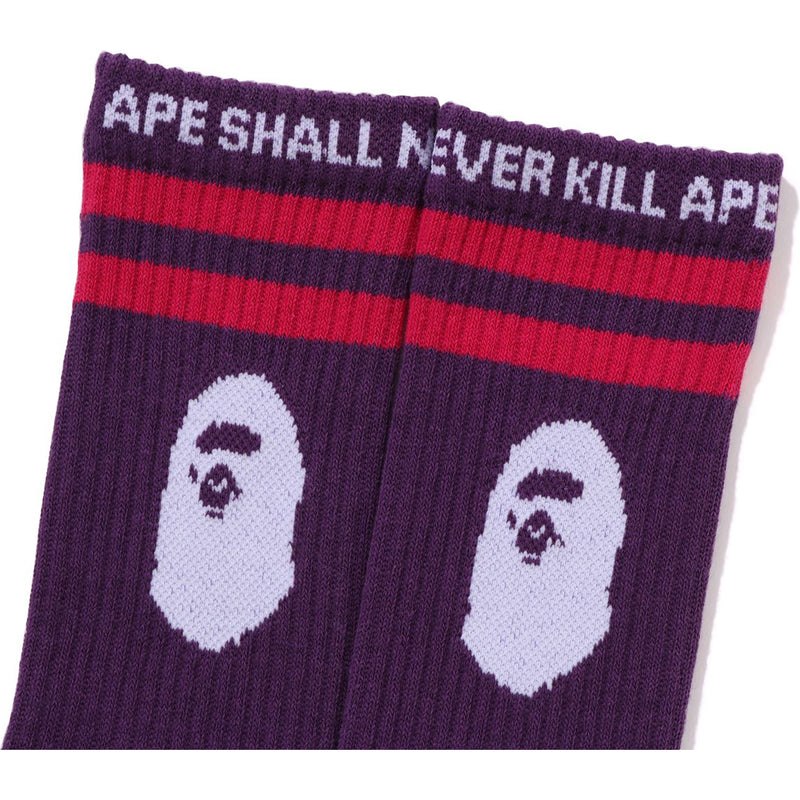 Men Bape Ape Head Line Socks Socks Purple USA | CQ2715775