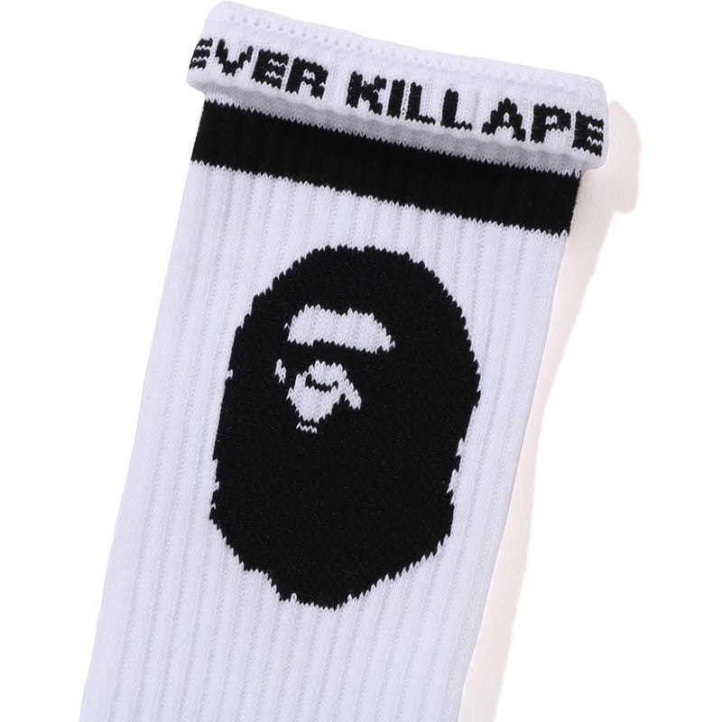 Men Bape Ape Head Line Socks Socks White USA | ZE7852282