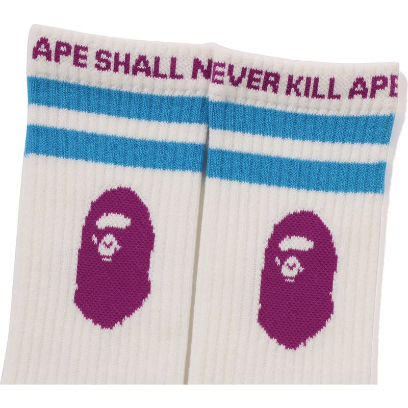 Men Bape Ape Head Line Socks Socks White USA | ND9679369