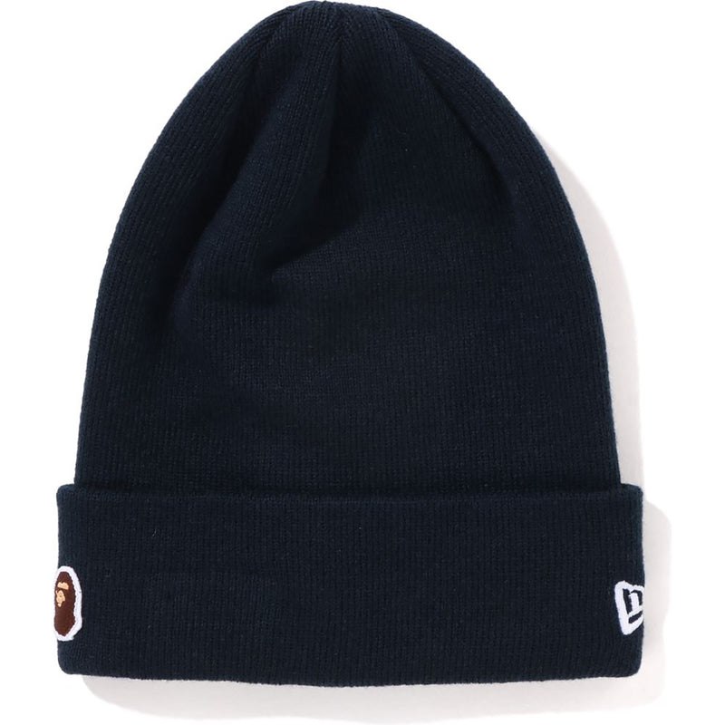 Men Bape Ape Head One Point New Era Knit Cap Caps Navy USA | PL1264624