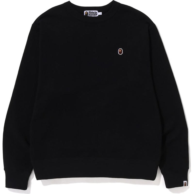 Men Bape Ape Head One Point Relaxed Fit Crewneck Sweatshirts Black USA | BT8863283