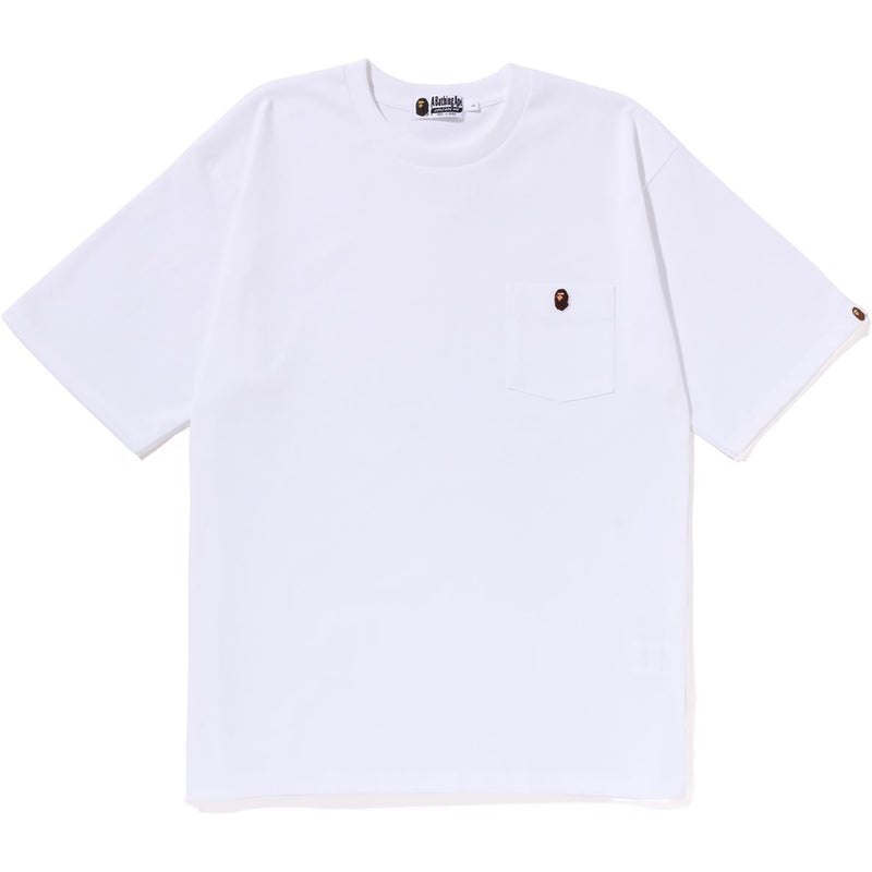 Men Bape Ape Head One Point Relaxed Fit Pocket Tee Cut And Sewn White USA | SU8500950