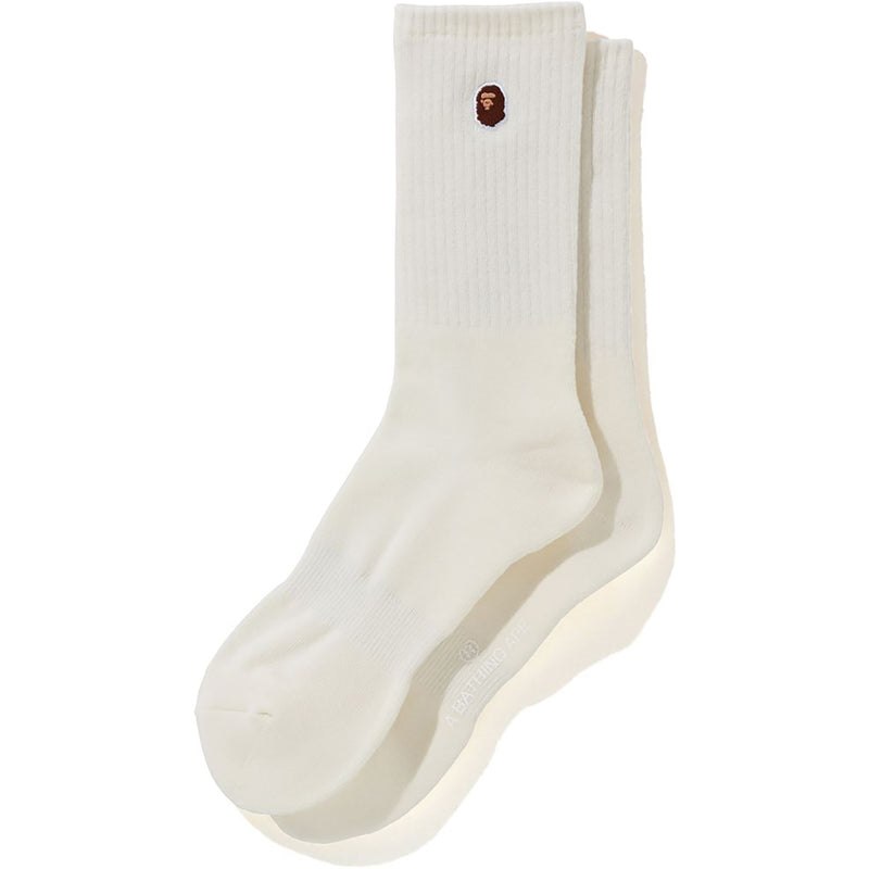 Men Bape Ape Head One Point Socks Socks White USA | BV7582752