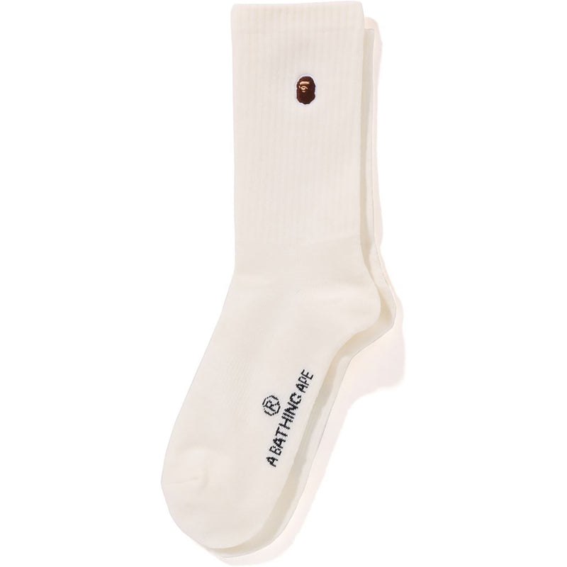 Men Bape Ape Head One Point Socks Socks White USA | SC8328238