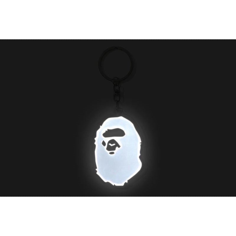 Men Bape Ape Head Reflective Keychain Accessories White USA | KK2227627