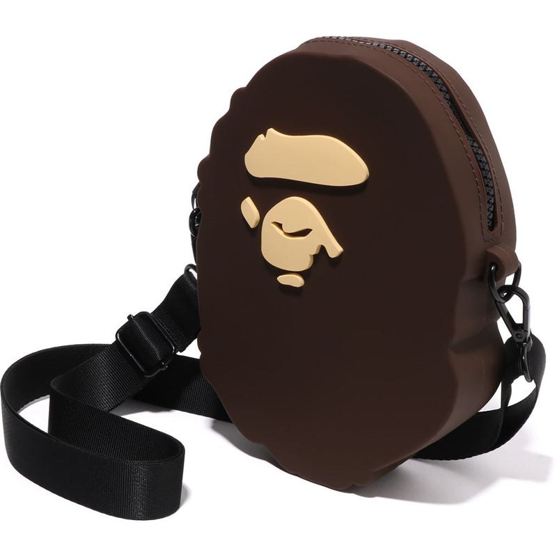 Men Bape Ape Head Silicon Shoulder Bag Bags Brown USA | QS9802782