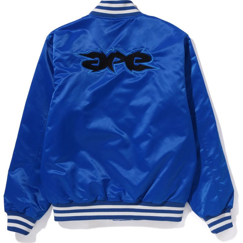 Men Bape Ape Relaxed Fit Nylon Varsity Jacket Jackets Blue USA | EW7948198