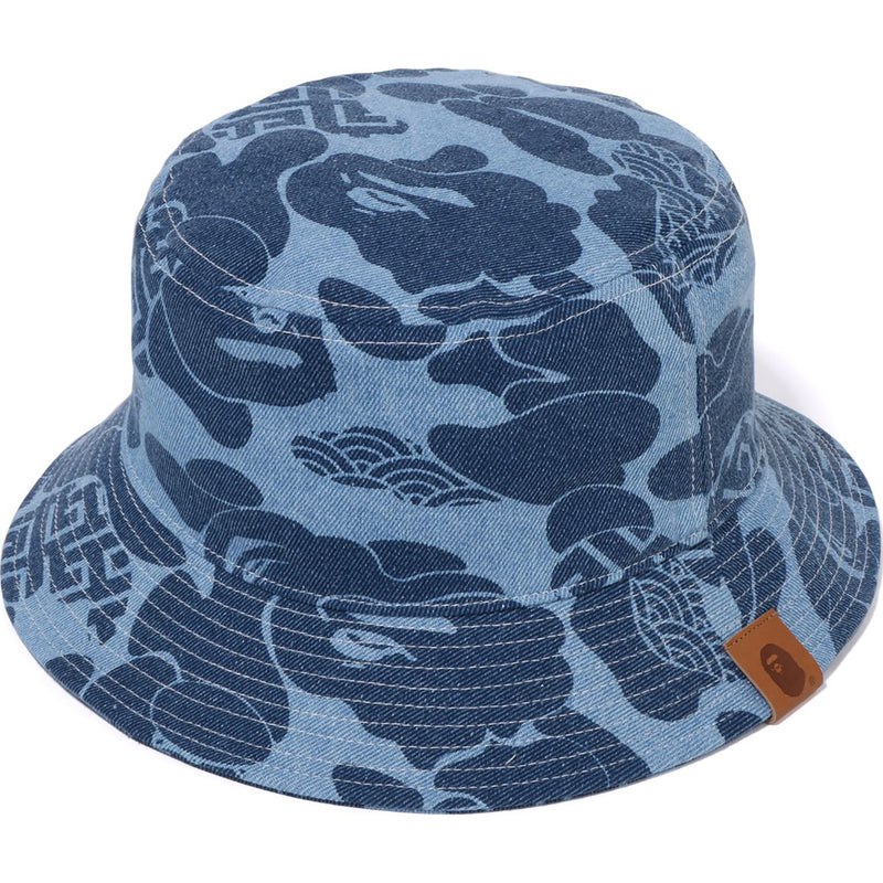 Men Bape Asia Camo Denim Hat Caps Indigo USA | PP3207027