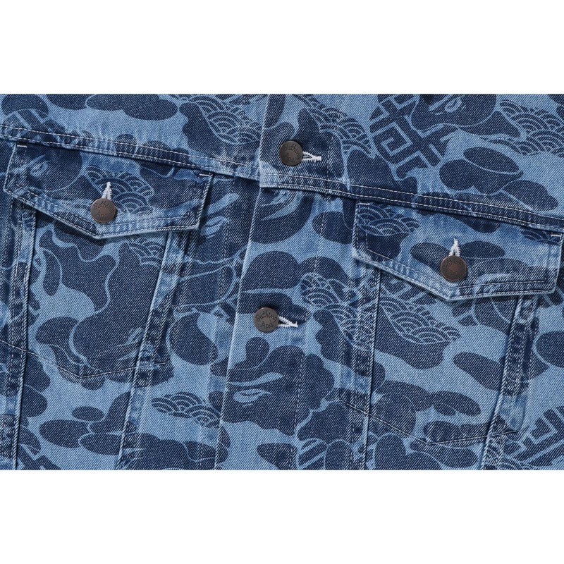 Men Bape Asia Camo Denim Jacket Jackets Indigo USA | VY0808288