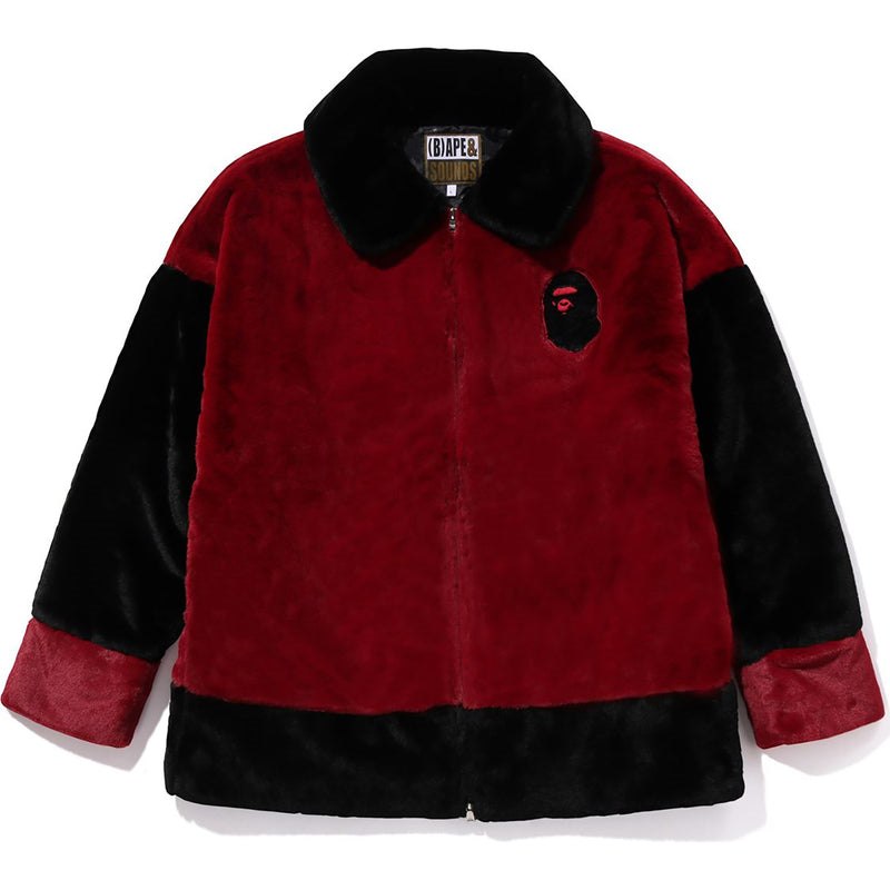 Men Bape (B)Ape Faux Fur Jacket Jackets Burgundy USA | MO1059709