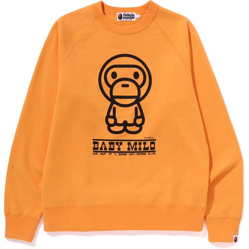 Men Bape Baby Milo Crewneck Sweatshirts Orange USA | CI4707277