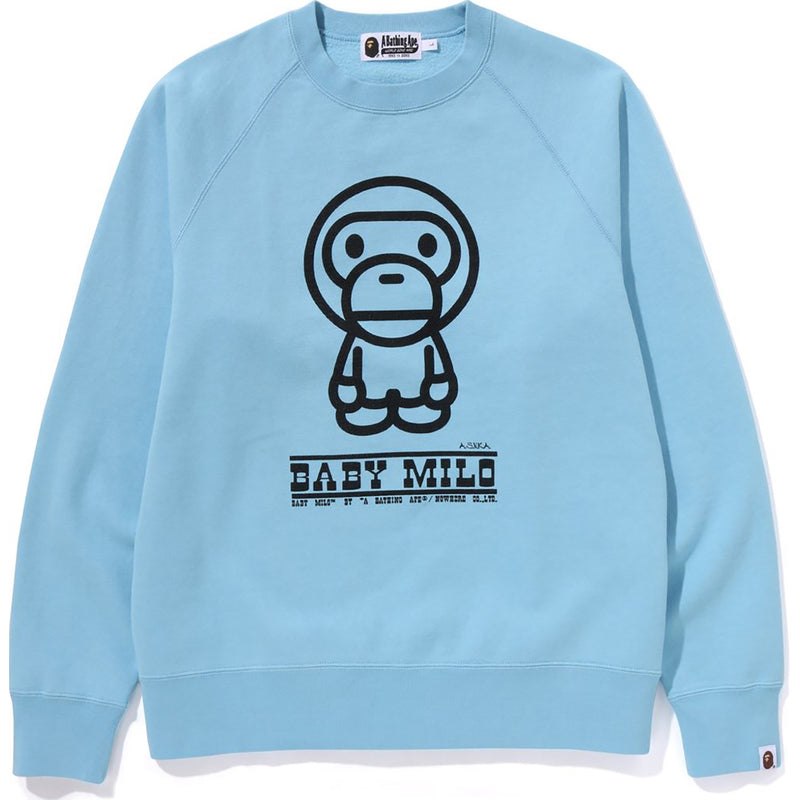 Men Bape Baby Milo Crewneck Sweatshirts Sax USA | OJ2443643