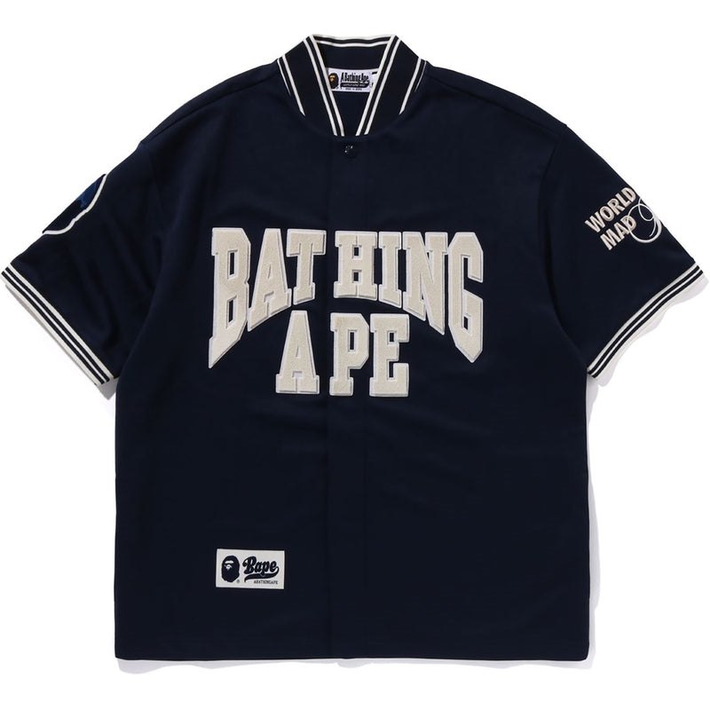 Men Bape Baseball Jersey S/S Shirt Shirts Navy USA | LO5698168