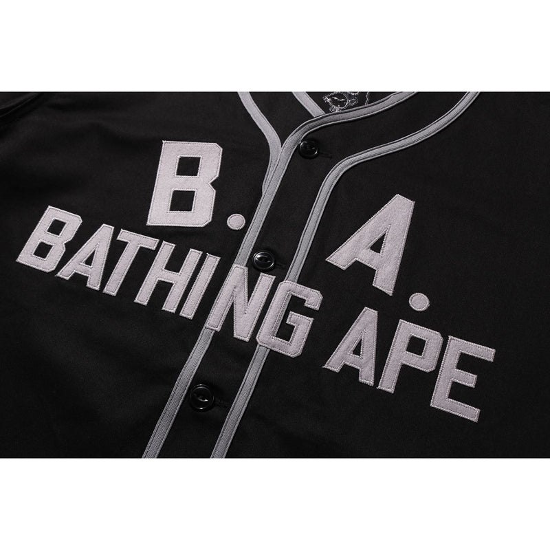 Men Bape Baseball Shirt Shirts Black USA | BH3364834