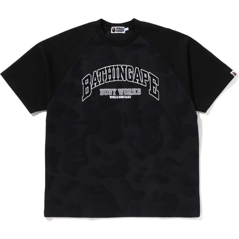 Men Bape Bathing Ape Raglan Sleeve Relaxed Fit Tee Cut And Sewn Black USA | LZ9747477