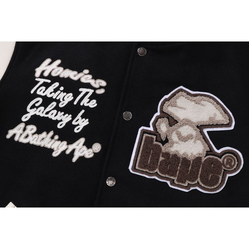 Men Bape Bathing Ape Varsity Jacket Jackets Black USA | HH4134114