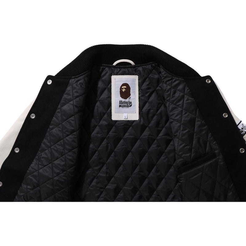 Men Bape Bathing Ape Varsity Jacket Jackets Black USA | HH4134114