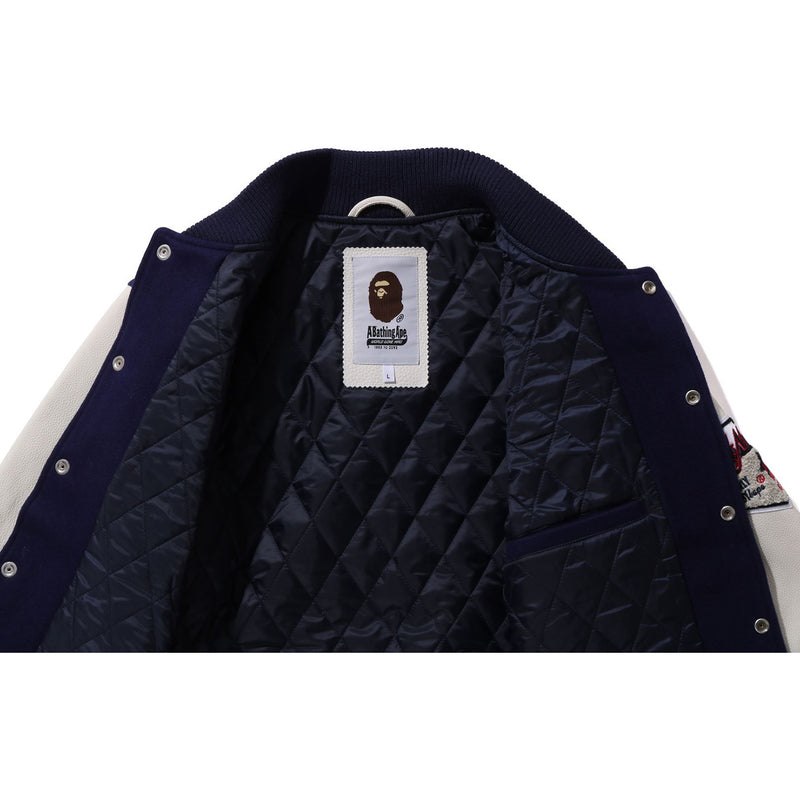 Men Bape Bathing Ape Varsity Jacket Jackets Navy USA | QP8924194