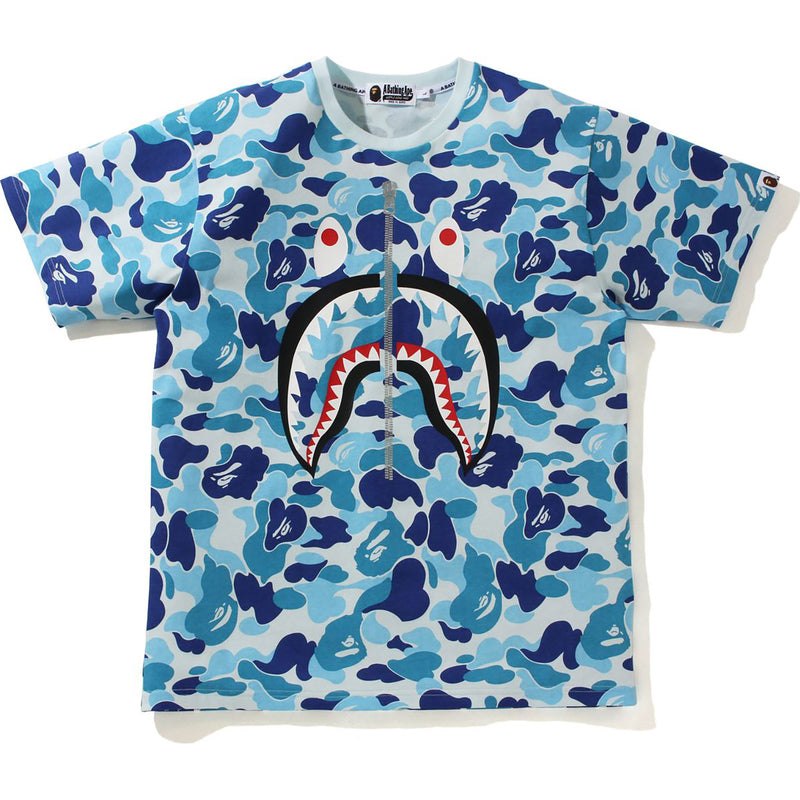 Men Bape Big Abc Camo Shark Tee Cut And Sewn Blue USA | VC3154814