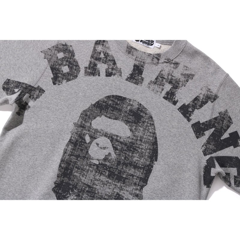 Men Bape Big College Crewneck Sweatshirts Grey USA | DW4932792