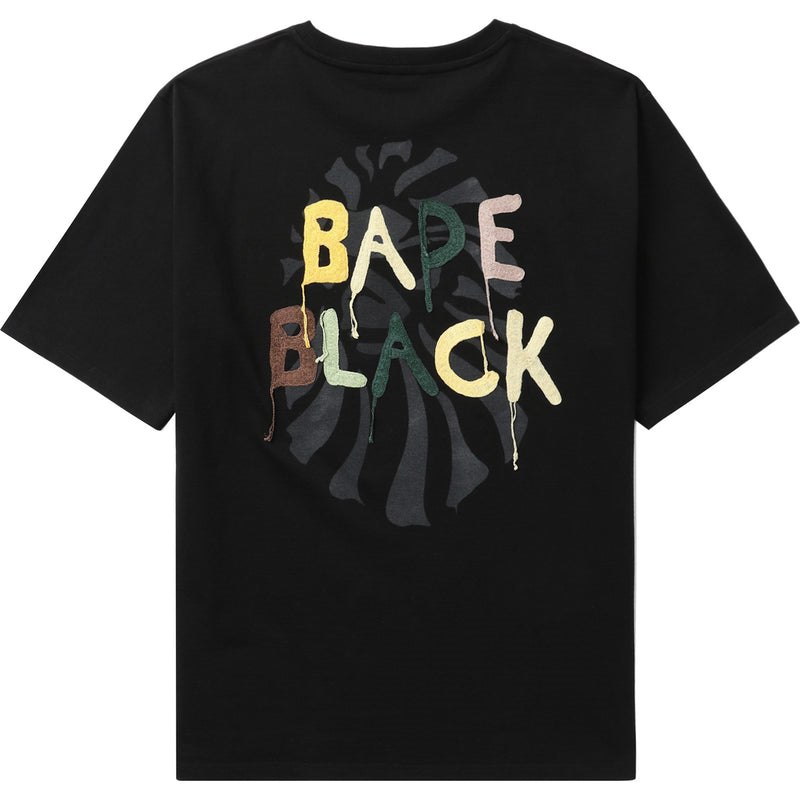 Men Bape Black Embroidery Tee Cut And Sewn Black USA | DR2663863