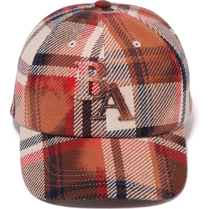 Men Bape Bleached Check Panel Cap Caps Red USA | FA1316136