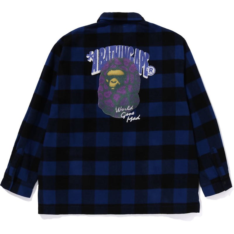 Men Bape Block Check Shirt Relaxed Fit Shirts Blue USA | HQ9244224