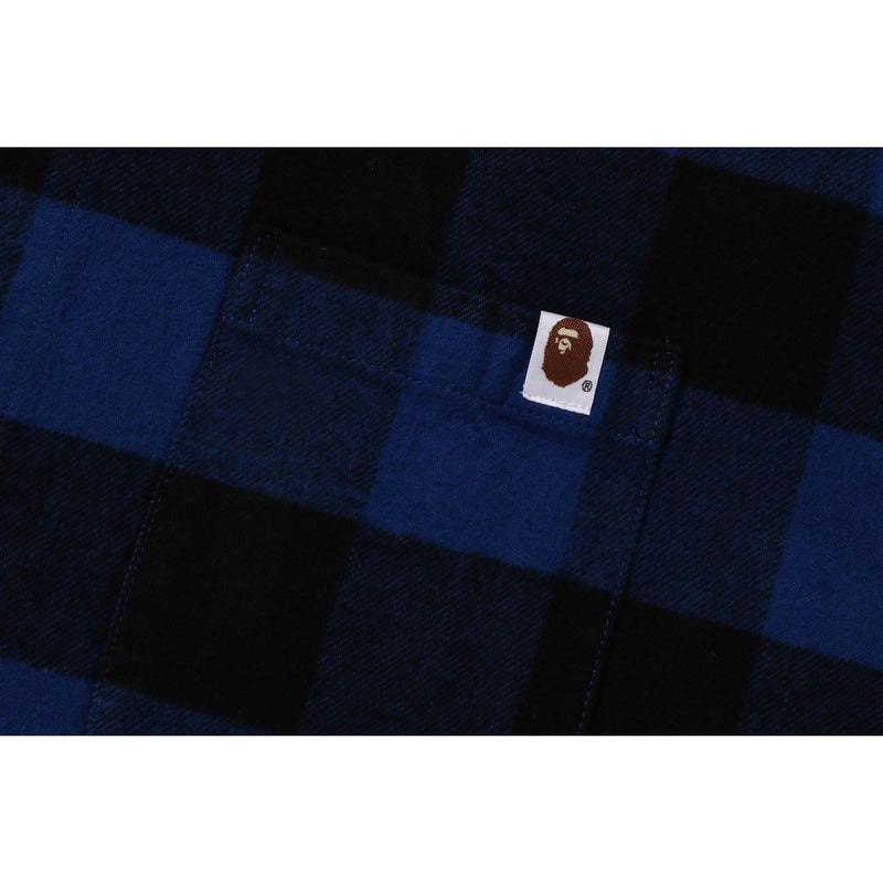 Men Bape Block Check Shirt Relaxed Fit Shirts Blue USA | HQ9244224