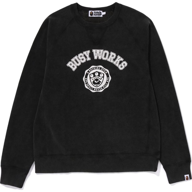 Men Bape Busy Works Crewneck Sweatshirts Black USA | FK8516356