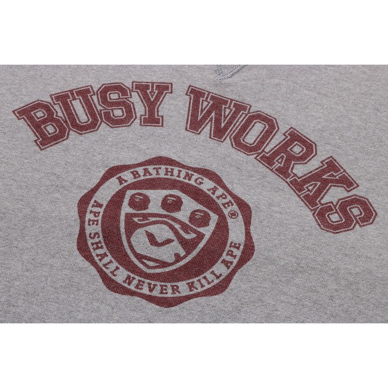 Men Bape Busy Works Crewneck Sweatshirts Grey USA | SV6025705