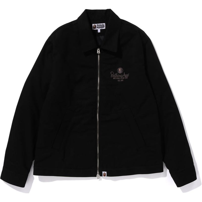 Men Bape Canvas Work Jacket Jackets Black USA | YU7647367