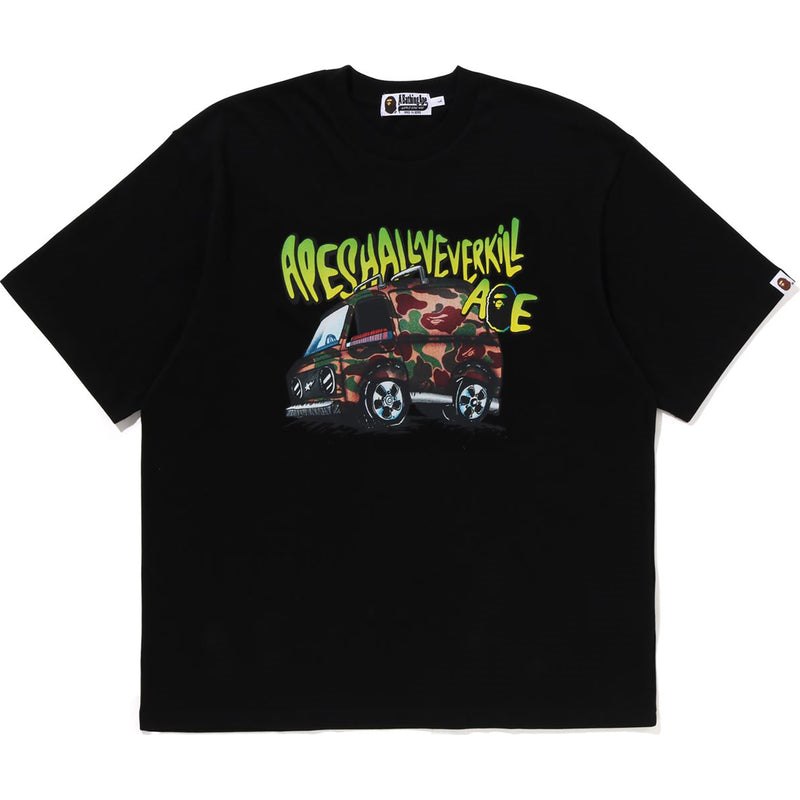 Men Bape Car Graphic Tee Cut And Sewn Black USA | IE9092002