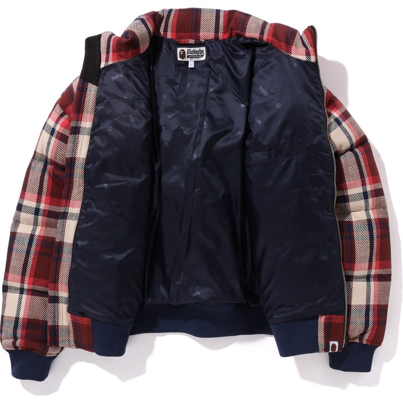 Men Bape Check Down Jacket Relaxed Fit Jackets Red USA | WT9602662