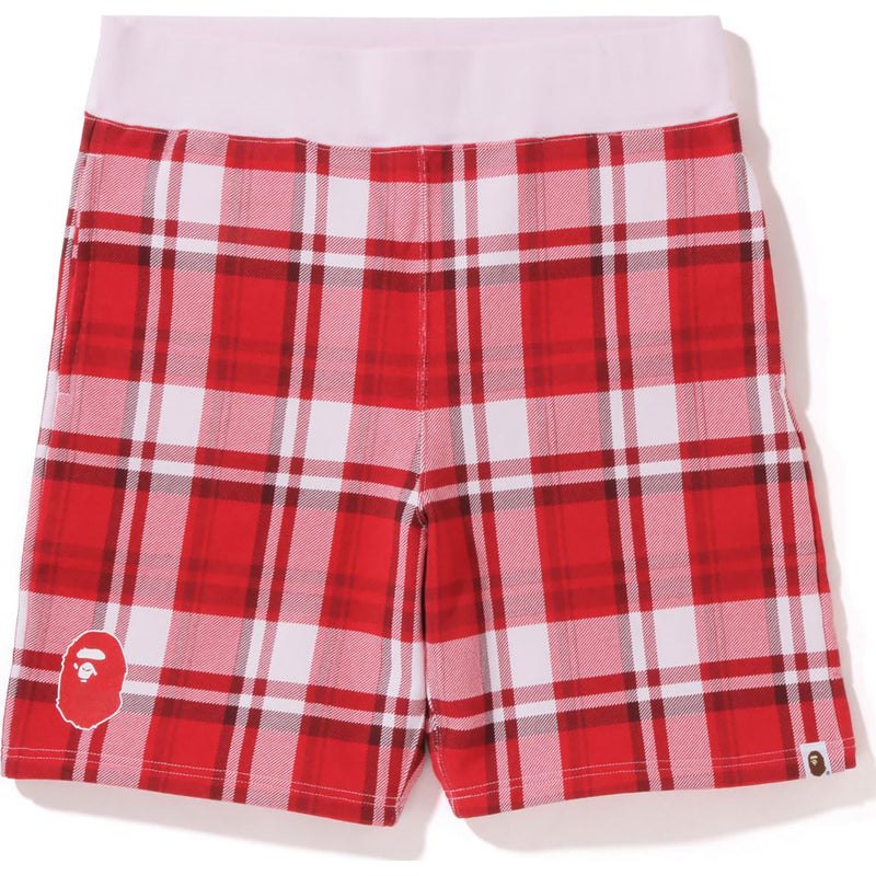 Men Bape Check Gift Sweat Shorts Shorts Red USA | QE9636666